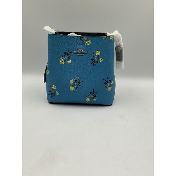 Coach Mini Town Bucket Bag Blue Multi Floral Bow Print Crossgrain Leather C7974 - Picture 15 of 15